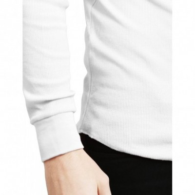 Thermal Underwear Mens Basic Lightweight Long Sleeve Round Neck Slim Fit/Regular Fit Thermal Shirts Tops (S-5XL) - White - CT...