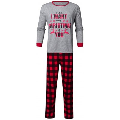 Sleep Sets Family Matching 2 PCS Santa Claus Print Christmas Pajamas Sets- Merry Christmas Classic Plaid Xmas Pajama Set - Da...