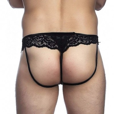 G-Strings & Thongs Men's Erotic Lace Pouch Thong Sexy Open Crotch Briefs Gay Club Bar Fancy Dress - CC18XTC0E3C