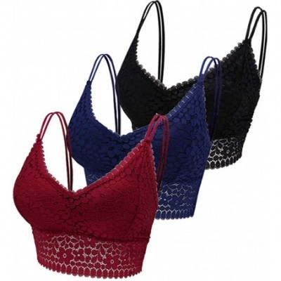 Camisoles & Tanks Women Lace Camisole Bralette Wirefree Double Strap Longline Bralette Lightweight Padded Cami Bra Girls A-C ...