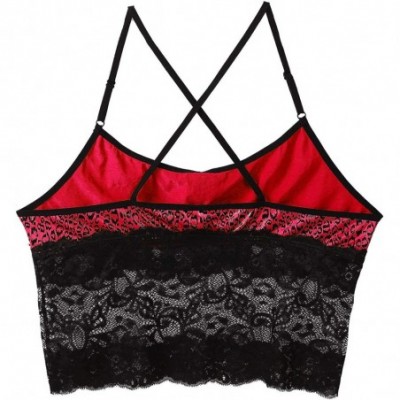 Undershirts Mens Sissy Lace Leopard Criss Cross Back Camisole Tank Vest Crop Top Shirt Blouses Lingerie - Red - C619CQGAWTA