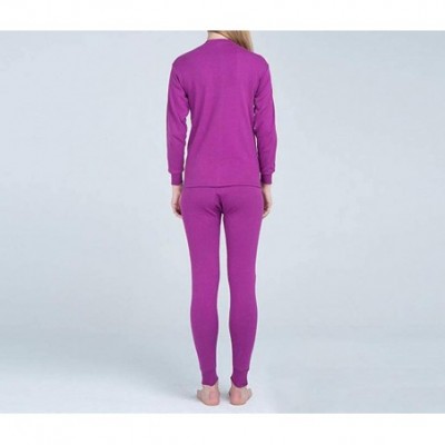 Thermal Underwear Women's Thermal Underwear Cotton Long Underwear Long John Womens Base Layer Set - Purple - C3192XZWK5Z