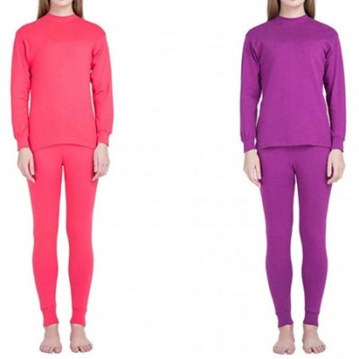 Thermal Underwear Women's Thermal Underwear Cotton Long Underwear Long John Womens Base Layer Set - Purple - C3192XZWK5Z