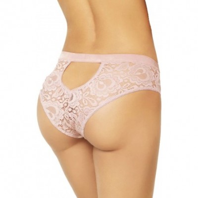 Panties Sexy Velvet Lace Cheeky Panties Back Keyhole - Mauve - CU18HDDE6TH