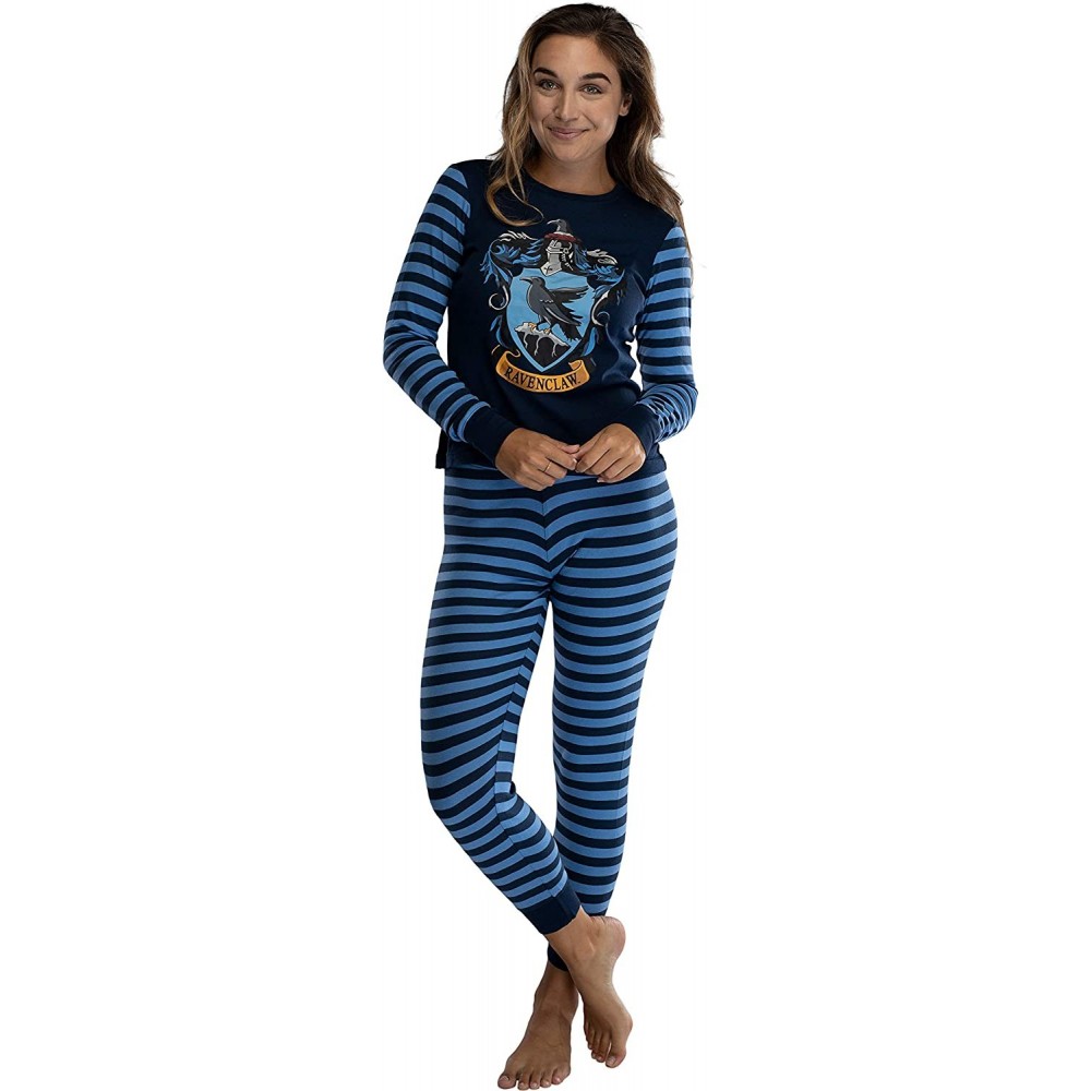 Sets Harry Potter Hogwart's House Crest Tight Fit Adult Cotton Women's Pajama Set - Ravenclaw - CX18AH3MR6Z