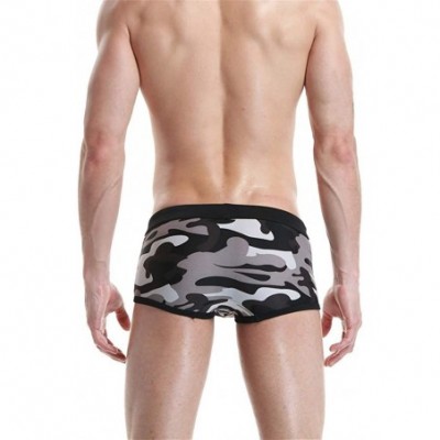 Briefs Men's Brand Stripe Sexy Nylon Breathable Bulge Briefs Swimming Trunks - Black - CA18OHMNLRW