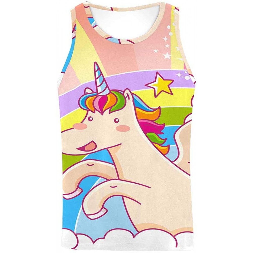 Undershirts Men's Muscle Gym Workout Training Sleeveless Tank Top Cartoon Flamingo Pineapple - Multi3 - CQ19DW8W6ER