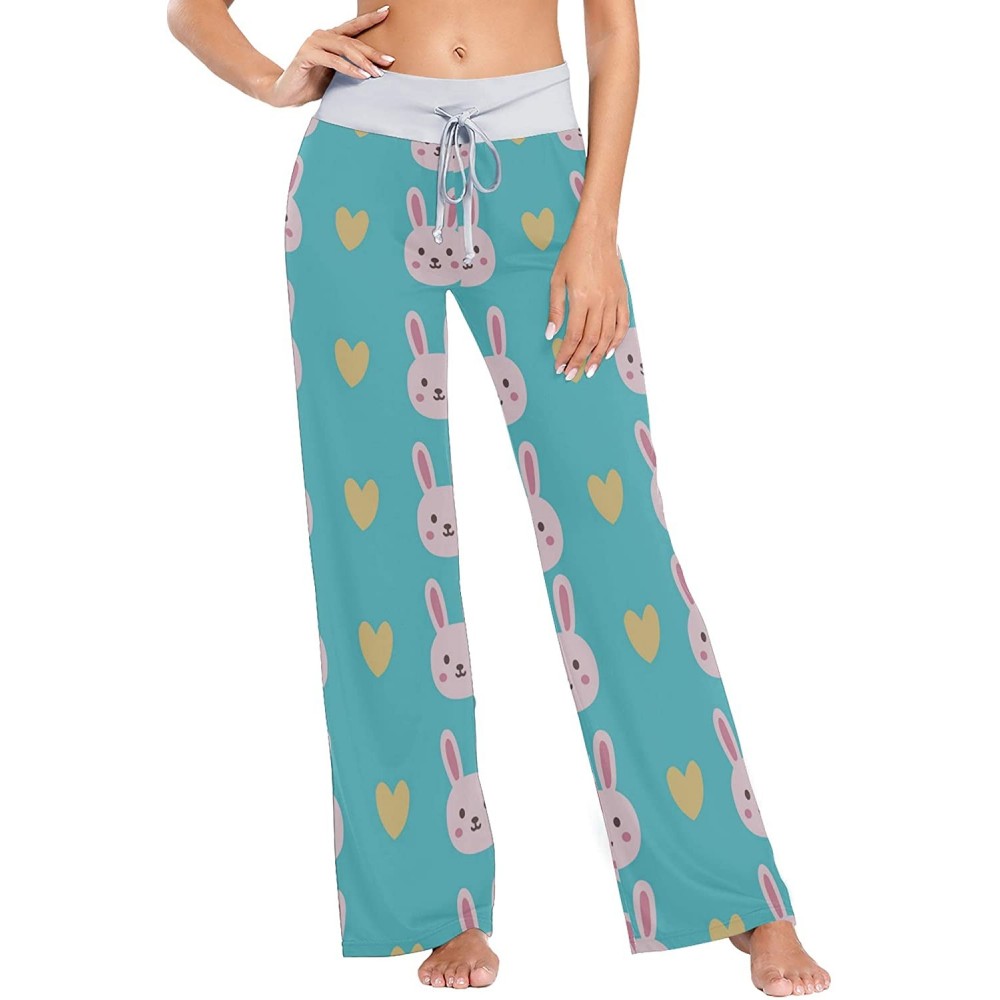 Bottoms Women's Pajama Pants-Rabbit Blue Color Drawstring Sleepwear Pants Lounge Yoga Pants Wide Leg Pants for All Seasons - ...