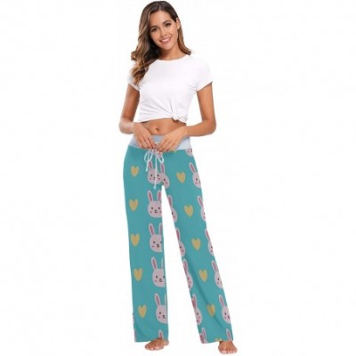 Bottoms Women's Pajama Pants-Rabbit Blue Color Drawstring Sleepwear Pants Lounge Yoga Pants Wide Leg Pants for All Seasons - ...