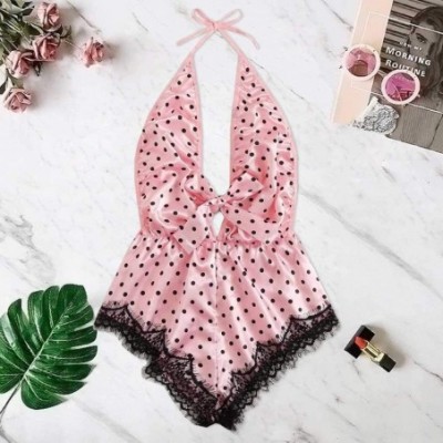 Baby Dolls & Chemises Sexy Teddy Lingerie for Women-Fashion Polka Dot Print One Piece Bodysuit Deep V-Neck Backless Sleepwear...