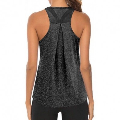 Shapewear Women Workout Tops Mesh Racerback Tank Yoga Shirts Gym Clothes - B-gray - CA190ZXTWGC