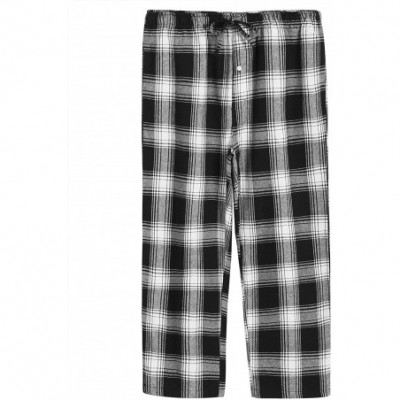 Sleep Sets Men's Cotton Pajama Set Plaid Woven Sleepwear - Black - C518HX8D2TI