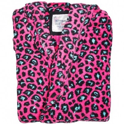 Robes Ladies Long Sleeve Fleece Robe - Pink Leopard Coral Fleece - C412BJR6P67