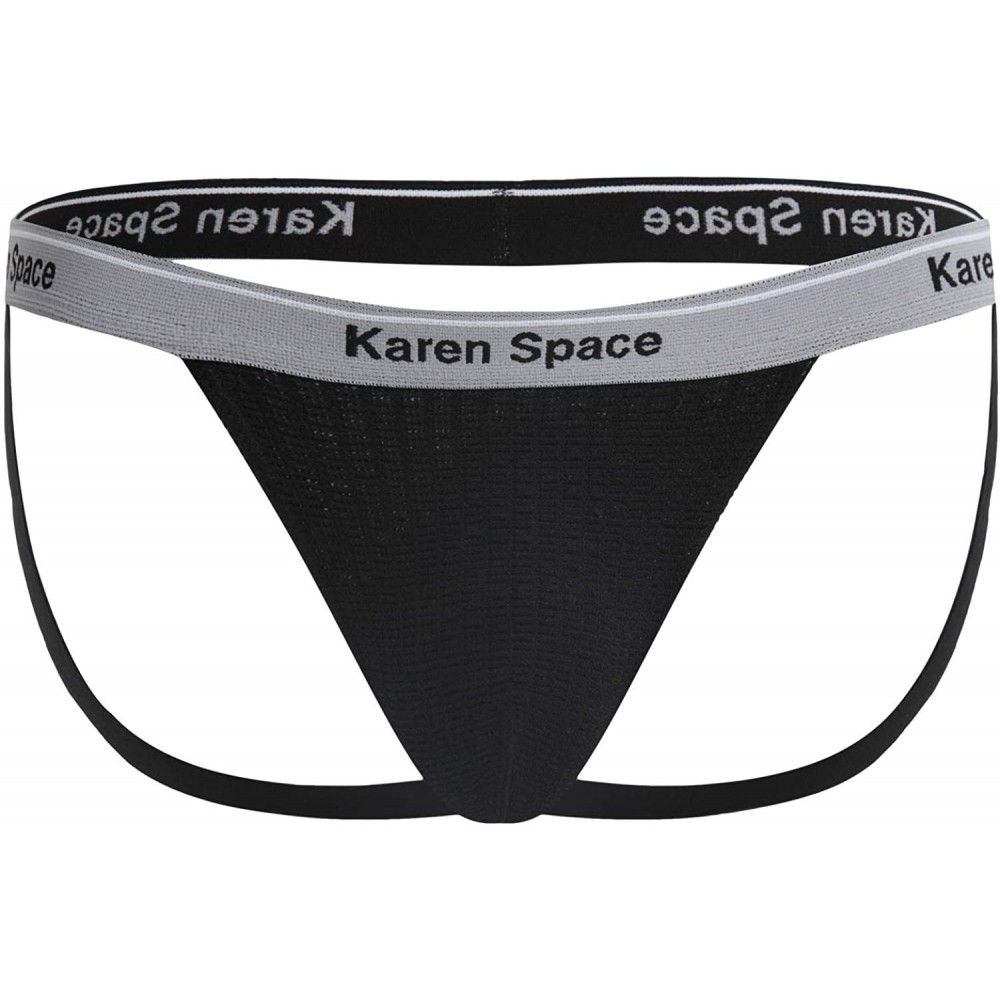 G-Strings & Thongs Men's Performance Jockstrap Butt-Flaunting Thongs Underwear Low Rise - Black - CP1942IE6IX