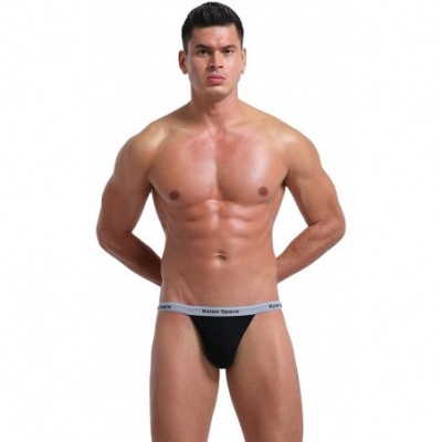 G-Strings & Thongs Men's Performance Jockstrap Butt-Flaunting Thongs Underwear Low Rise - Black - CP1942IE6IX