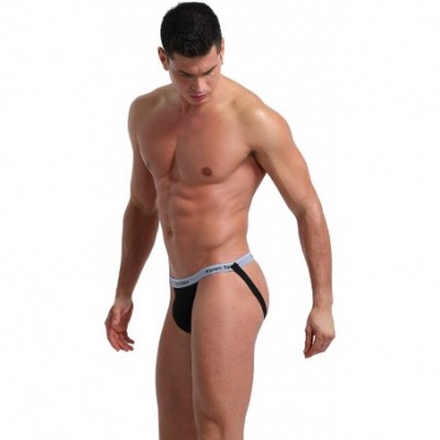 G-Strings & Thongs Men's Performance Jockstrap Butt-Flaunting Thongs Underwear Low Rise - Black - CP1942IE6IX