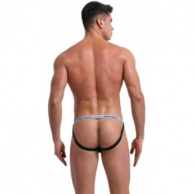 G-Strings & Thongs Men's Performance Jockstrap Butt-Flaunting Thongs Underwear Low Rise - Black - CP1942IE6IX