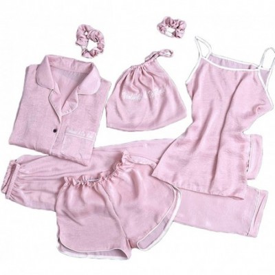 Sets Spring ColorƸ̵̡Ӝ̵̨̄Ʒ Women Silky Satin Pajamas Sleepwear Loungewear Seven Pieces Pj Sets with Pants Gift for Valentines ...