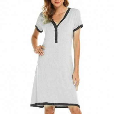 Tops Maternity Short Sleeve Nursing Baby Breastfeeding Nightdress Pregnancy Dress - Gray - C118TRECS62