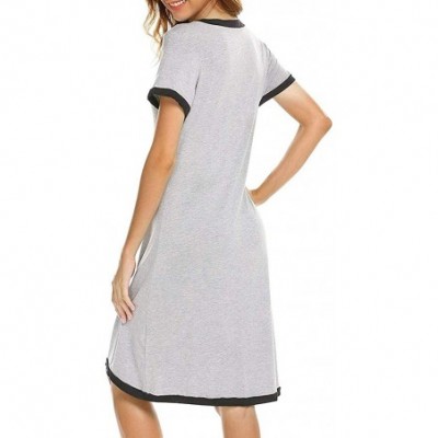 Tops Maternity Short Sleeve Nursing Baby Breastfeeding Nightdress Pregnancy Dress - Gray - C118TRECS62