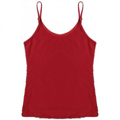 Camisoles & Tanks Women's Sparkle Sequins Spaghetti Straps Camisole Summer Night Club Party Tank Tops Shirt - Red - CY1908O0W0N