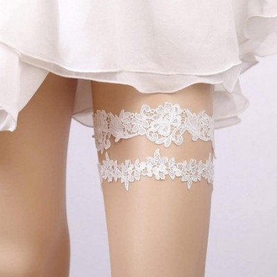 Garters & Garter Belts Women's Beautiful Lace Wedding Garter Set Party Prom Leg Garters for Bride - Off White - CS18ZYS28WH