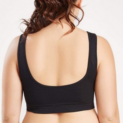 Bras Womens Plus Size Comfort Sports Bra Padded Seamless Wireless Yoga Sleep Bra - Black - C918XR43OS7