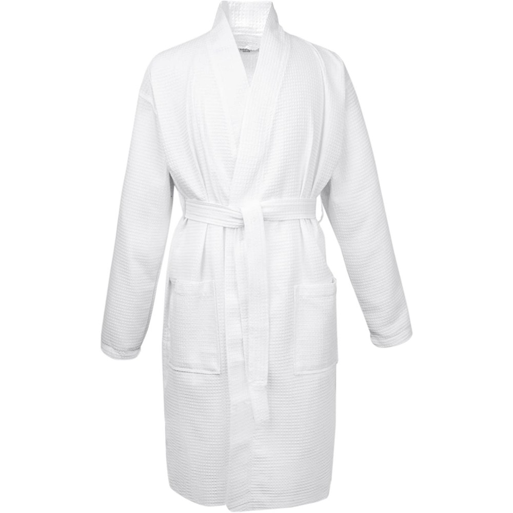 Robes Long Waffle Kimono Women Robe- Small/Medium- White - White - C718209LMQC