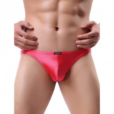 Bikinis Men's Cheeky Underwear Mens Pouch Bikini Panties Sexy Branzilian Back Briefs - Red - CG197EKDIST