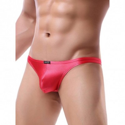 Bikinis Men's Cheeky Underwear Mens Pouch Bikini Panties Sexy Branzilian Back Briefs - Red - CG197EKDIST