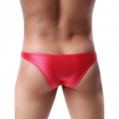 Bikinis Men's Cheeky Underwear Mens Pouch Bikini Panties Sexy Branzilian Back Briefs - Red - CG197EKDIST