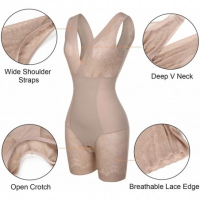 Shapewear Women's Open Bust Tummy Control Shapewear Thong High Waist Ladies Bodysuits - Complexion - CU18T8X0AYW