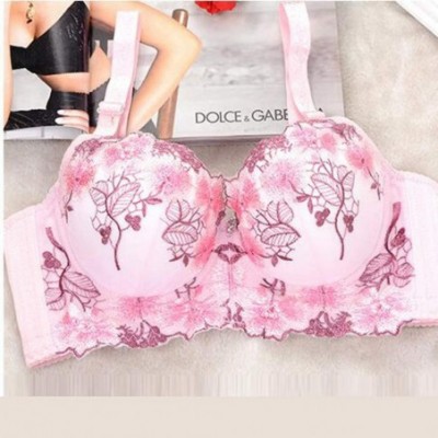 Bras Female Sexy Embroidered Girl Adjustable Bras Sexy Lingerie Body Beauty Underwear - Pink - CN18YHGA4KU