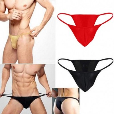 G-Strings & Thongs Men's Thongs Big Pouch Thong G String Sexy Low Rise Thong Underwear Stretch Bulge Pouch Bikini Briefs - Bl...