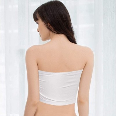 Bras Women's Bandeau Bra Strapless Basic Layer Tube Top Padded Seamless Bra - 01 Pk-white - CX190QA2Y9D