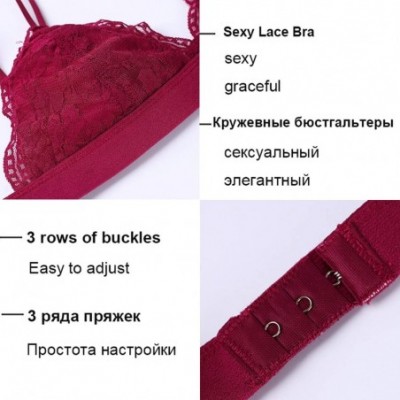 Bras Lace Sexy Bras for Women Floral Wire Free Push Up Bra Half Cup Triangle Bralette-Pink-S - CZ192O365YH