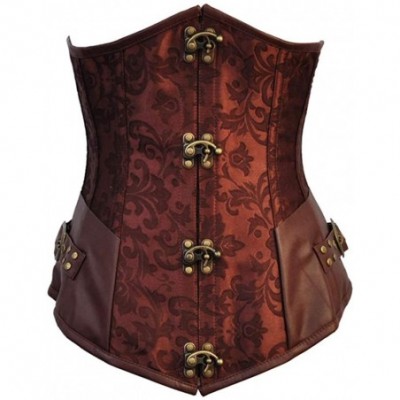 Bustiers & Corsets Womens Steampunk Underbust Corset Waist Cincher Gothic Bustier Top - Brown - CV18LUM0LC4