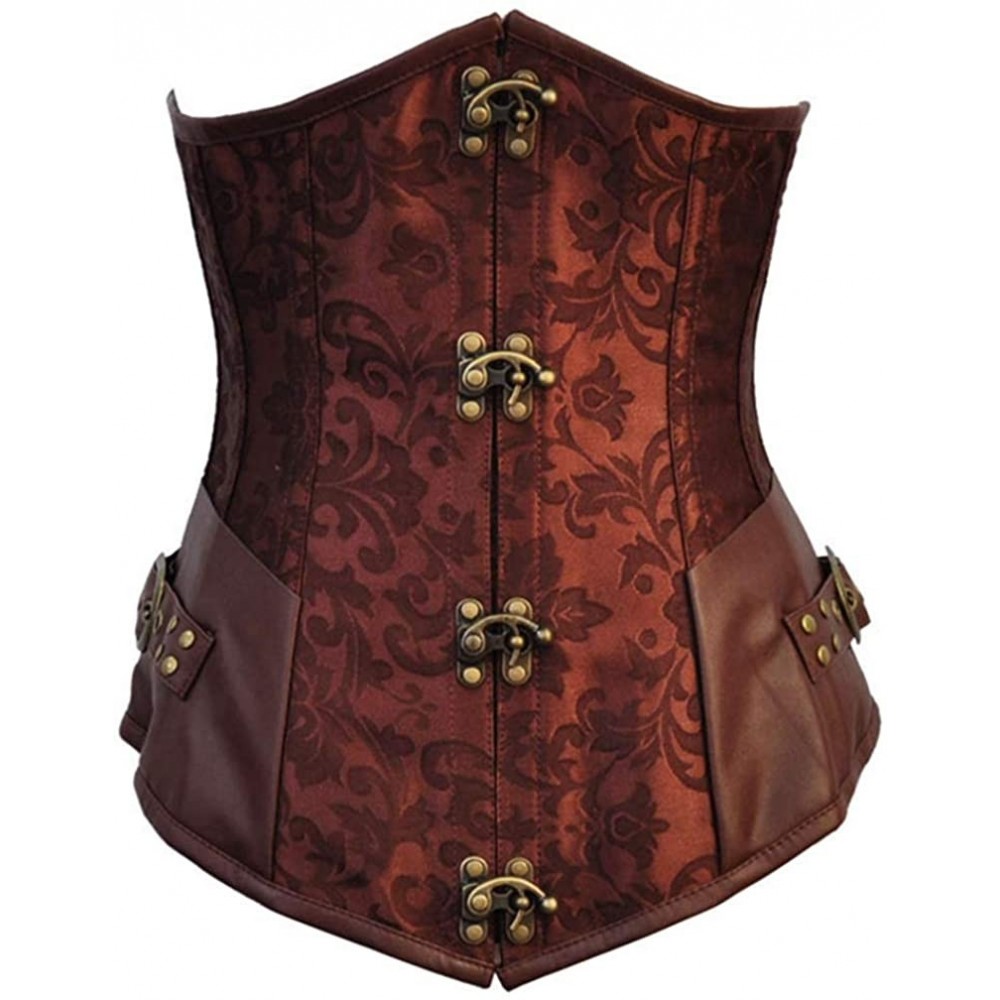 Bustiers & Corsets Womens Steampunk Underbust Corset Waist Cincher Gothic Bustier Top - Brown - CV18LUM0LC4