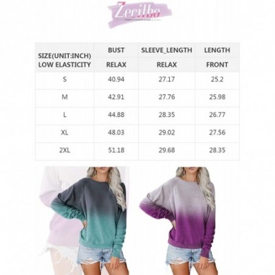 Tops Women's Casual Crewneck Long Sleeve Sweatshirt Solid Color & Ombre Tie Dye Loose Pullover Top Shirts - B Blue - CO19DES8IL3