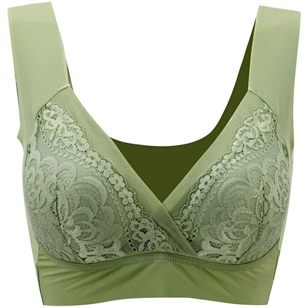 Bustiers & Corsets Sexy Underwear Women's Sexy Air Permeable Extra Support Wirefree Lace Bra - Green - CJ18Y7N00TT