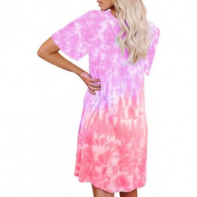 Nightgowns & Sleepshirts Women's Tie Dye Tank Sleeveless Knee Length Pleated Sun Dresses Pajama Sleep Shirt Lounge Dress - F-...