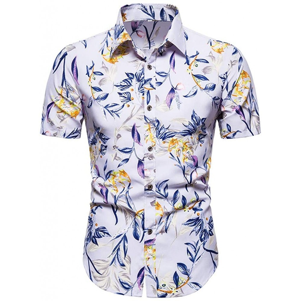 Thermal Underwear 2020 New Men's Summer Fashion Printed Short-Sleeved Shirt Stylish and Comfortable Top - Purple - CP1905S28MH