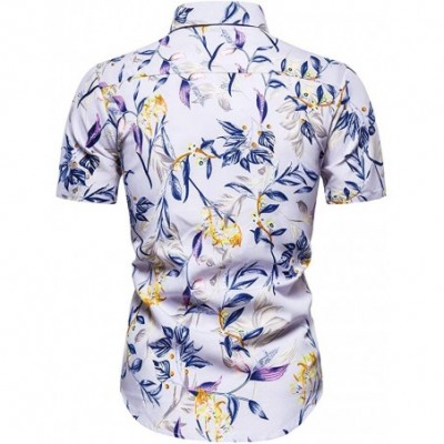 Thermal Underwear 2020 New Men's Summer Fashion Printed Short-Sleeved Shirt Stylish and Comfortable Top - Purple - CP1905S28MH