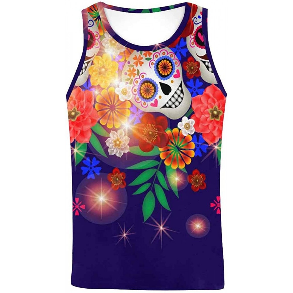 Undershirts Men's Muscle Gym Workout Training Sleeveless Tank Top Sugar Skull Mexico - Multi6 - CA19DLQDTYH