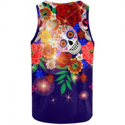 Undershirts Men's Muscle Gym Workout Training Sleeveless Tank Top Sugar Skull Mexico - Multi6 - CA19DLQDTYH