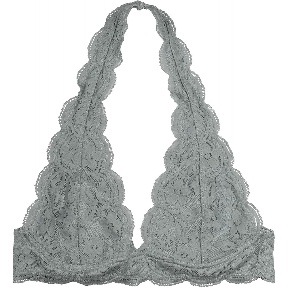 Bras Women's Lace Halter Bralette - Light Gray - CN18E3A4ZL3