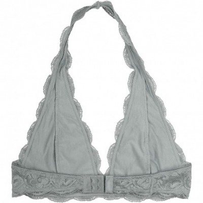 Bras Women's Lace Halter Bralette - Light Gray - CN18E3A4ZL3