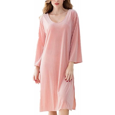 Sleep Sets Gold Velvet Pajamas Loose Comfortable Long Sleeve Head Suit Door Service X1 - Pink - C518WOU3NRM