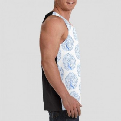 Undershirts Men's Sleeveless Undershirt Summer Sweat Shirt Beachwear - Peacock Bird - Black - CH19CK66XOC