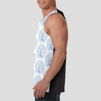 Undershirts Men's Sleeveless Undershirt Summer Sweat Shirt Beachwear - Peacock Bird - Black - CH19CK66XOC